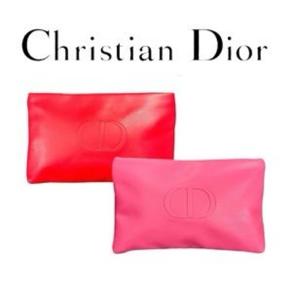 DIOR Valentine’s CD Red & Pink 
Vegan Leather Two-Tone Pouch - Picture 1 of 5